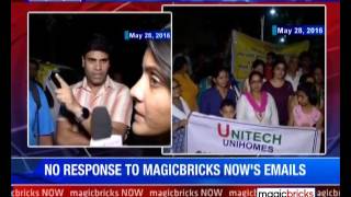 Homebuyers protest outside Unitech MD’s house over delays  The Property News [upl. by Blackwell675]