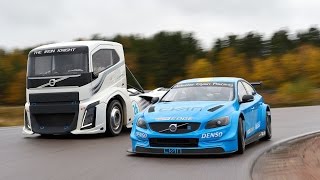 Volvo Trucks  The Iron Knight vs Volvo S60 Polestar  Two titans in a headtohead challenge [upl. by Cazzie]