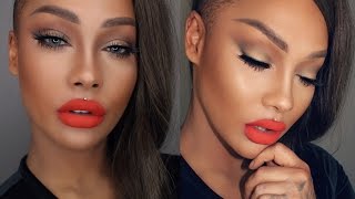 HOW TO APPLY FALSE LASHES amp CORAL LIP SOFT HALO EYE  SONJDRADELUXE [upl. by Kirchner]