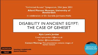 Disability in Ancient Egypt the Case of Geheset Unlimited Access Symposium Allard Pierson Museum [upl. by Haidebez330]