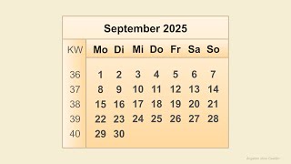 Kalender September 2025 [upl. by Maddi]