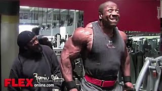 Shawn Rhodenquots Shoulders amp Traps Training with Charles Glass At Golds Gym [upl. by Kynthia575]