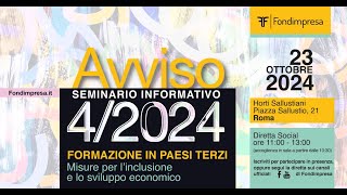 Seminario informativo Avviso 42024 – Formazione in Paesi Terzi [upl. by June972]