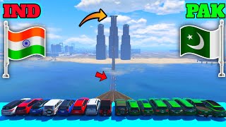 India Vs Pakistan  Gta 5 Indian Cars Vs Pakistan Cars Water Crossing Challenge  Gta 5 Gameplay [upl. by Nodarb]