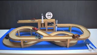 How to make Amazing car track with lift and garage from cardboard [upl. by Ahsiken]