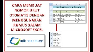 Membuat Nomor Urut Otomatis Dalam Excel [upl. by Annwahs770]