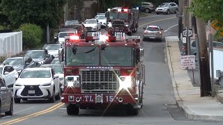 Hartsdale fire department engine 169 engine 170 and tower ladder 15 responding 52123 [upl. by Dix]