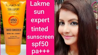 Lakme sun expert tinted Sunscreen spf50 pa review  natural tone ultra matte for all skin  RARA [upl. by Salta]