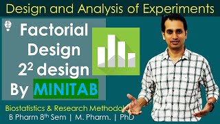 MiniTab Tutorial for Factorial Design  22 factorial Design  Factorial Design [upl. by Nnaael115]