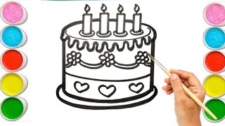 Birthday Cake Drawing Step by Step  Easy Art Tutorial  Drawing For Kids Cake Drawing for Kids [upl. by Tartaglia561]