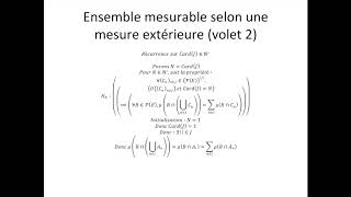 Théorie de la mesure partie 17  Ensemble mesurable selon une mesure extérieure volet 2 [upl. by Nylla]