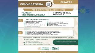 • Hospital General de Tapachula Lanza Convocatoria para Residencias Médicas [upl. by Wager]