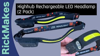 Highhub Rechargeable LED Headlamp 2 Pack [upl. by Sueddaht]