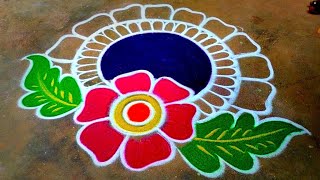 Newyear rangoli designsnewyear 2024 muggulunewyear special beautiful rangolidesigns colourkolam [upl. by Amlet]