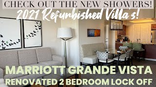 Marriott’s Grande Vista 2021 remodeled renovated 2 bedroom lock off villa room tour Orlando Florida [upl. by Mccreery820]