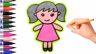 girl easy drawing  kids easy drawing [upl. by Bilski]