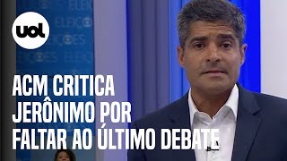 Debate na Bahia Jerônimo falta e é acusado de desrespeito por ACM Neto [upl. by Aicatsan416]