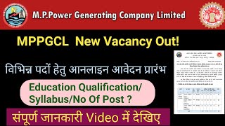 MPPGCL New Vacancy 2024MPPGCL Online Form Fill Up 2024MPPGCL Recruitment 2024 SyllabusMPPGCL [upl. by Ahsienod]