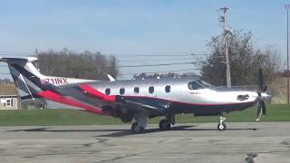 Pilatus Pc12NG N711NX startup amp take off from York Airport [upl. by Orelee]