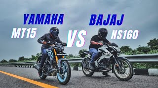 Bajaj Pulsar NS160 Bs6 Vs 2023 Yamaha MT15 20 Long RACE  Ksc Vlogs [upl. by Yelhs944]