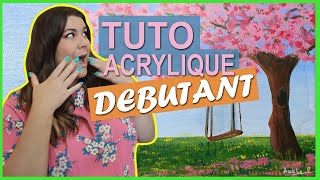 TUTO PEINTURE Acrylique  Arbre en fleur  Niveau DEBUTANT [upl. by Severn863]