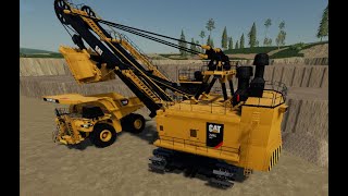 Cat 795 Mining DumpTruck and Cat 7495 Rope Shovel first look FS19 Mississippi Map [upl. by Llerdnad]