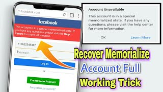 How To Recover Memorialize Disable Facebook Account  Facebook Remembering Problem Solved New Trick [upl. by Deane355]