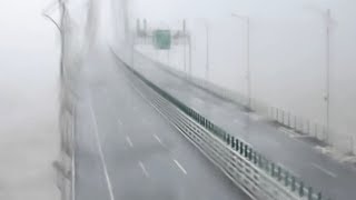 Video captures moment typhoon Mangkhut hits Hong KongZhuhaiMacao Bridge [upl. by Berhley687]