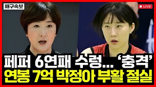 여자배구 페퍼저축은행 충격의 6연패 수렁 연봉 7억 7500만원 박정아 부활 절실 [upl. by Novaj317]