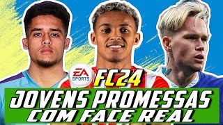 EA FC 24  AS MELHORES JOVENS PROMESSAS COM FACE REAL PARA SEU MODO CARREIRA REALISTA [upl. by Ahsaei]