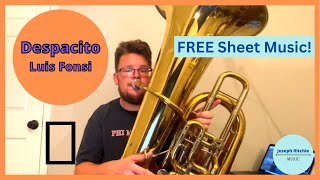 Despacito 🔥  Luis Fonsi  Tuba Solo Cover FREE Sheet Music 🎵  Tuba Covers of Popular Songs [upl. by Parsifal]