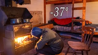 37° Cozy Little OffGrid Cabin  Coldest Day of the Year [upl. by Loresz84]