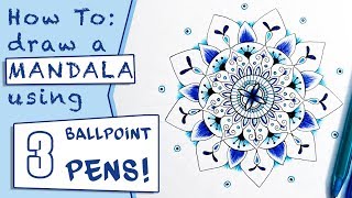 HowTo Draw a mandala using just three BALLPOINT pens [upl. by Demb]