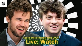 Watch LIVE Magnus Carlsen Battles Hans Niemann – Speed Chess Finals 2024 [upl. by Aneelak]