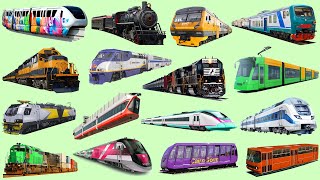 Train Name Railway Vehicles Trains and Subways  Learn Vehicle Name Sounds  Train For Kids [upl. by Manaker]