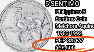 Philippines 5 Sentimo Coin Aluminium  Melchora Aquino  19831992  Budads XIII [upl. by Tsnre]