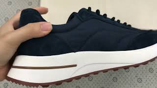 LORO PIANA Weekend Walk Suedetrimmed Shell Trainers In Navy [upl. by Odrude584]