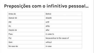 Portuguese Personal Infinitive O Infinitivo Pessoal Practice and Examples [upl. by Newob79]