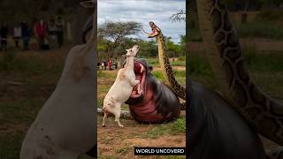 When a Python and Hippo Attack a Goat shorts [upl. by Gregorio]