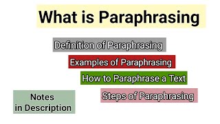 What is paraphrasing  How to Paraphrase in 5 Steps  paraphrasing in academic writing  Examples [upl. by Kory969]