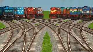 8 TRAINS 140KM HIGHT⤴️SPEED CROSSING BY  bumpy railroad tracks  railworks railroad simulator [upl. by Siugram454]