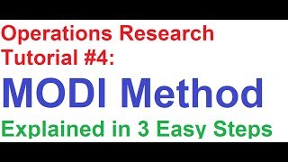 Operations ResearchOR Tutorial 4 MODI Method Explained in 3 Easy Steps [upl. by Amii]