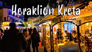 Heraklion Crete walking tour 4k nightlife vlog Greece 2024 [upl. by Nedearb]