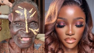 MUST WATCH 😱 VIRAL 👆🏻Bridal Gele amp Makeup Transformation  Makeup Tutorial ✂️💉🔥😳 [upl. by Fugate737]