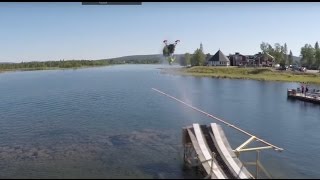 NORTHERNLIGHTFILMS  SNOWMOBILE BACKFLIP ON WATER [upl. by Ecirtemed369]