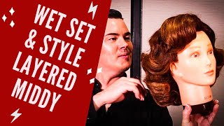 How To Wet Set And Style A Layered Middy Vintage Haircut [upl. by Oiramat]