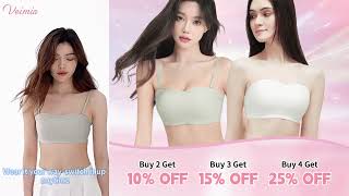 VEIMIA Wireless Strapless Bra Breathable Antislip Seamless Tube Top Stable Support [upl. by Aizirk325]