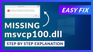 msvcp100dll Missing Error  How to Fix  2 Fixes  2021 [upl. by Aleda]