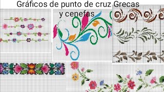 Gráficos de Grecas y cenefas de punto de cruz para servilletas o caminos de mesa [upl. by Aitnohs]