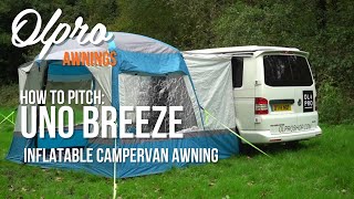 OLPRO  How to Pitch The Uno Breeze Inflatable Campervan Awning [upl. by Sihon]